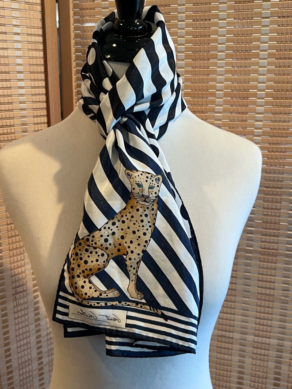 Vintage Gant Gaither Black - White - Polkadot Cheetah Long Scarf